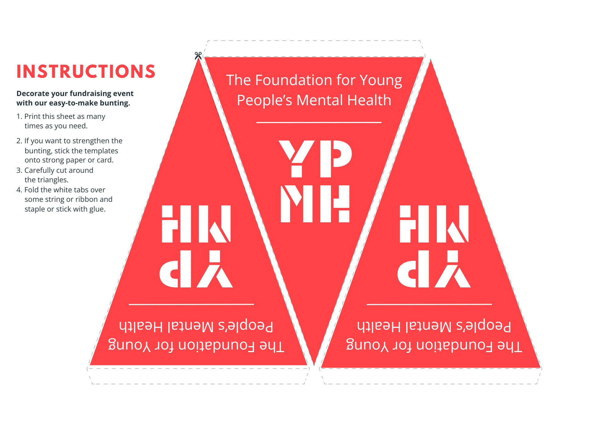 YPMH red printable bunting